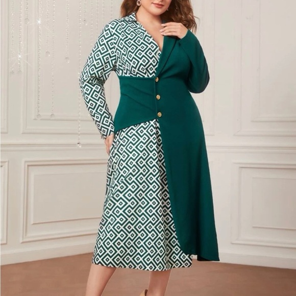 Geo Print Asymmetrical Hem Dress - Picture 5 of 5